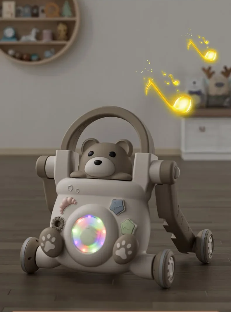 Andadera Bebé 3 en 1 Osito Encantador: Sentado a Caminar, Antivuelco y Multifuncional – Primeros Pasos Seguros