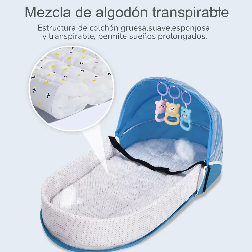 Nido Plegable con Malla Anti-Mosquitos | Cuna Portátil para Viajes y Hogar | Instalación Automática