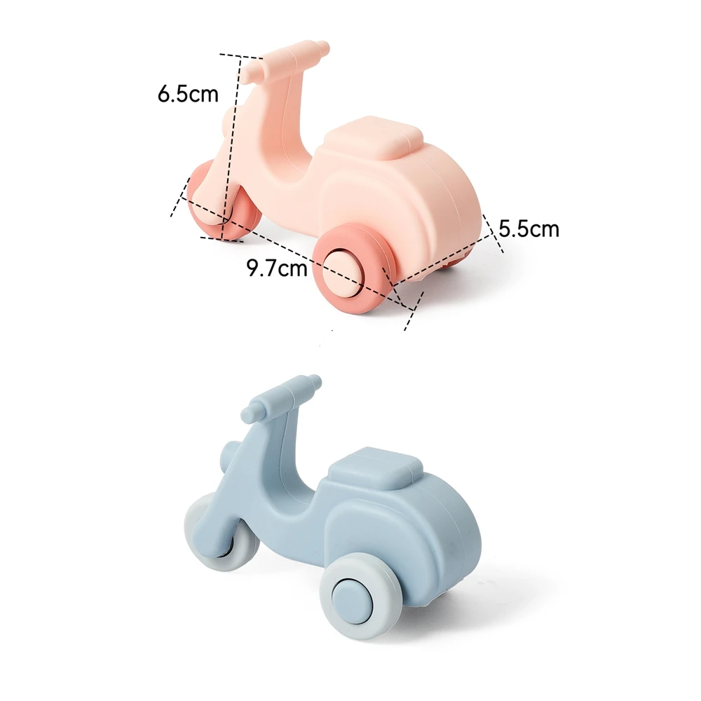 Coche de Juguete Montessori de Silicona | 2-en-1 Mordedera y Juguete Educativo