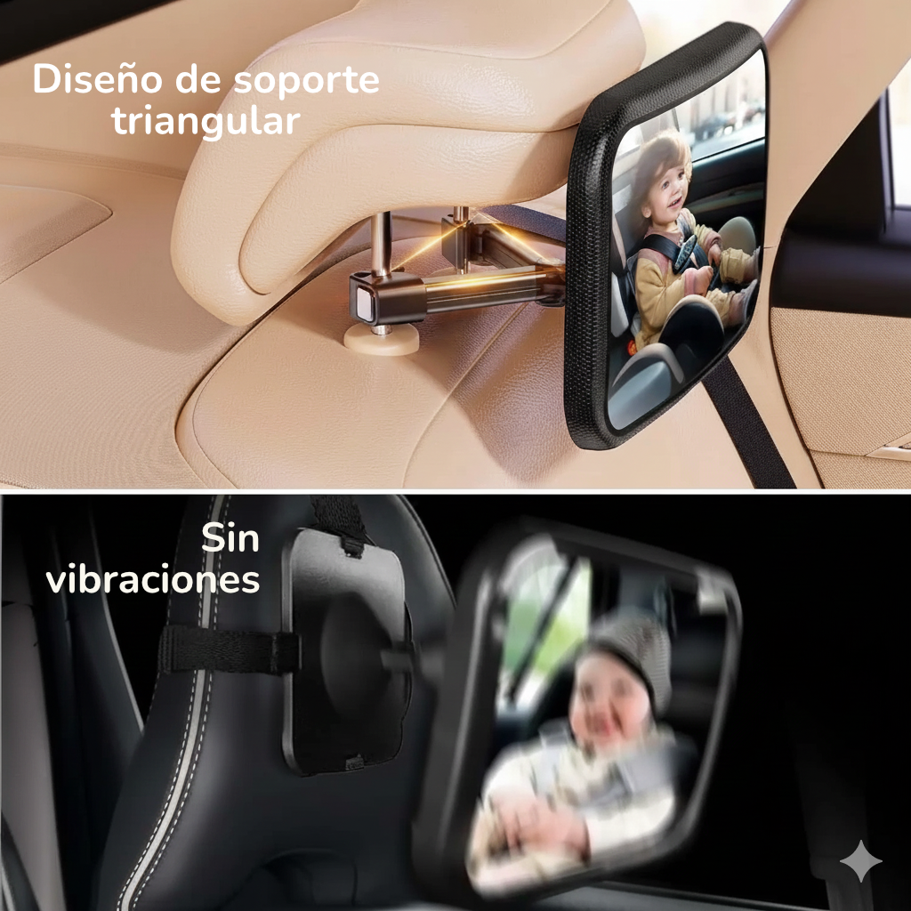 Espejo de Observación de bebé para Asiento de Coche (Diseño de Gancho y Clip)