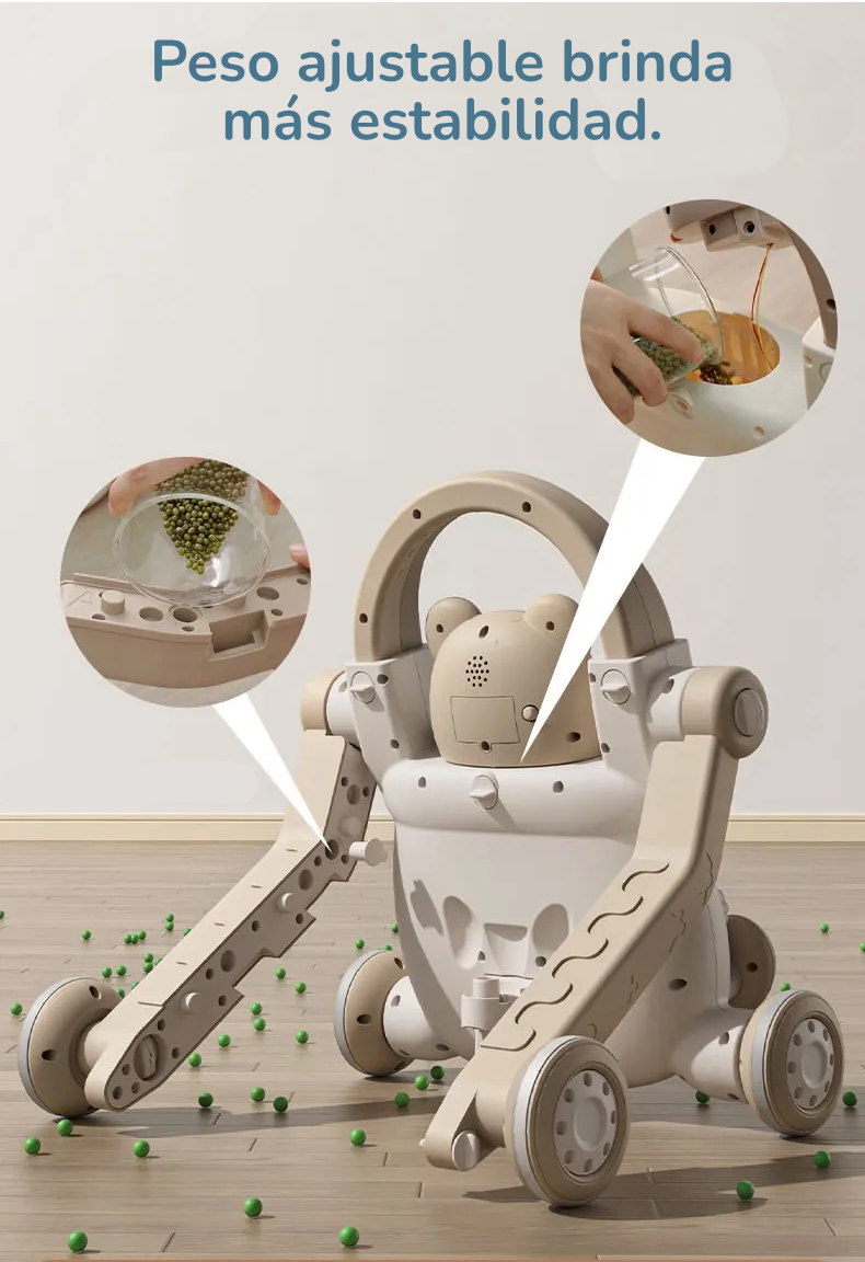 Andadera Bebé 3 en 1 Osito Encantador: Sentado a Caminar, Antivuelco y Multifuncional – Primeros Pasos Seguros