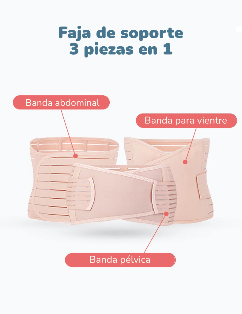 Banda de Soporte Posparto 3 en 1 | Faja Transpirable para Vientre, Cintura y Pelvis