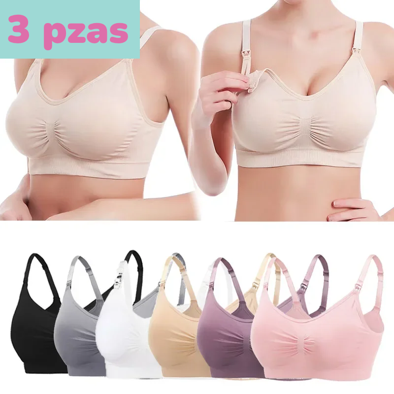 Set de 3 Sujetadores de Lactancia de Algodón Puro | Sin Varillas, Máximo Confort para Embarazo y Posparto
