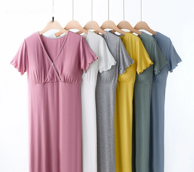 Camisón de Lactancia Premium | Vestido de Embarazo, Pijama Holgado con Soporte de Busto