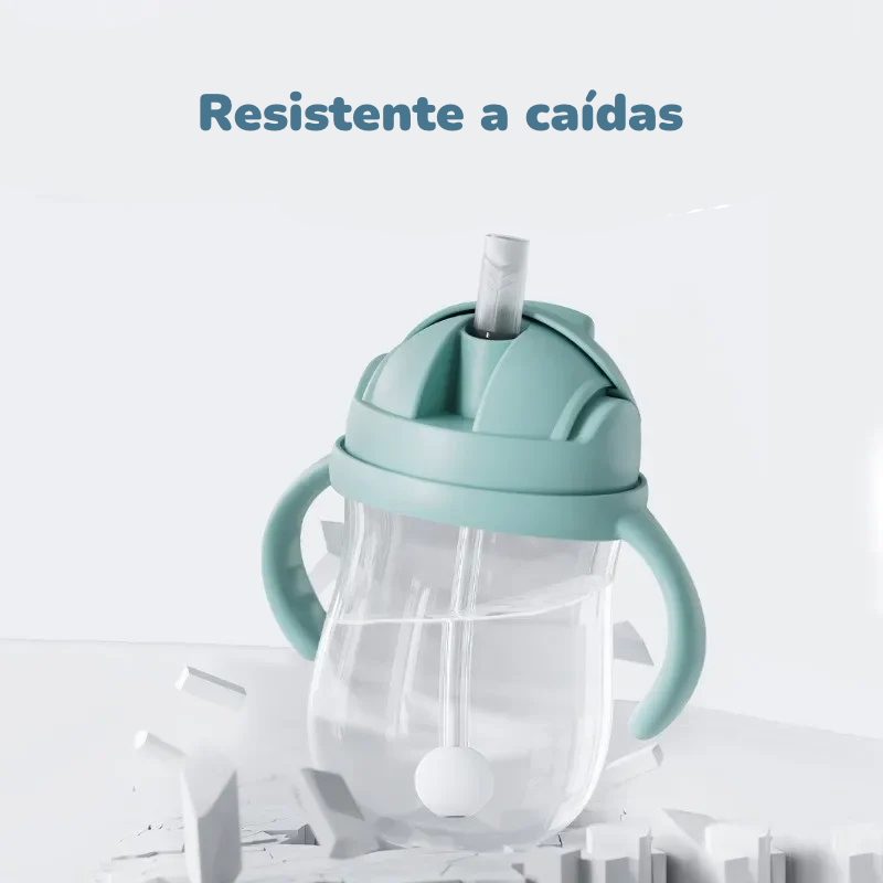 Botella de Agua con Popote y Válvula de 300 ml | Portátil, Antiderrames y con Asa para Entrenamiento