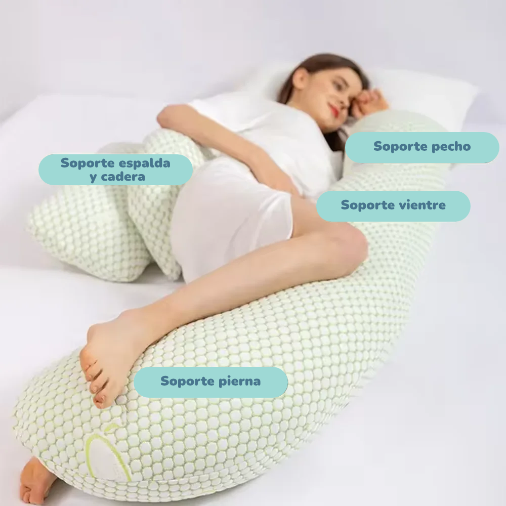 Almohada de Embarazo Multifuncional | Soporte Lumbar Ajustable, Relleno Anti-Ácaros (2 Estilos Disponibles)