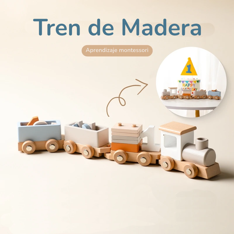 Tren y avión de Madera Didácticos Montessori - Juguete de Aprendizaje