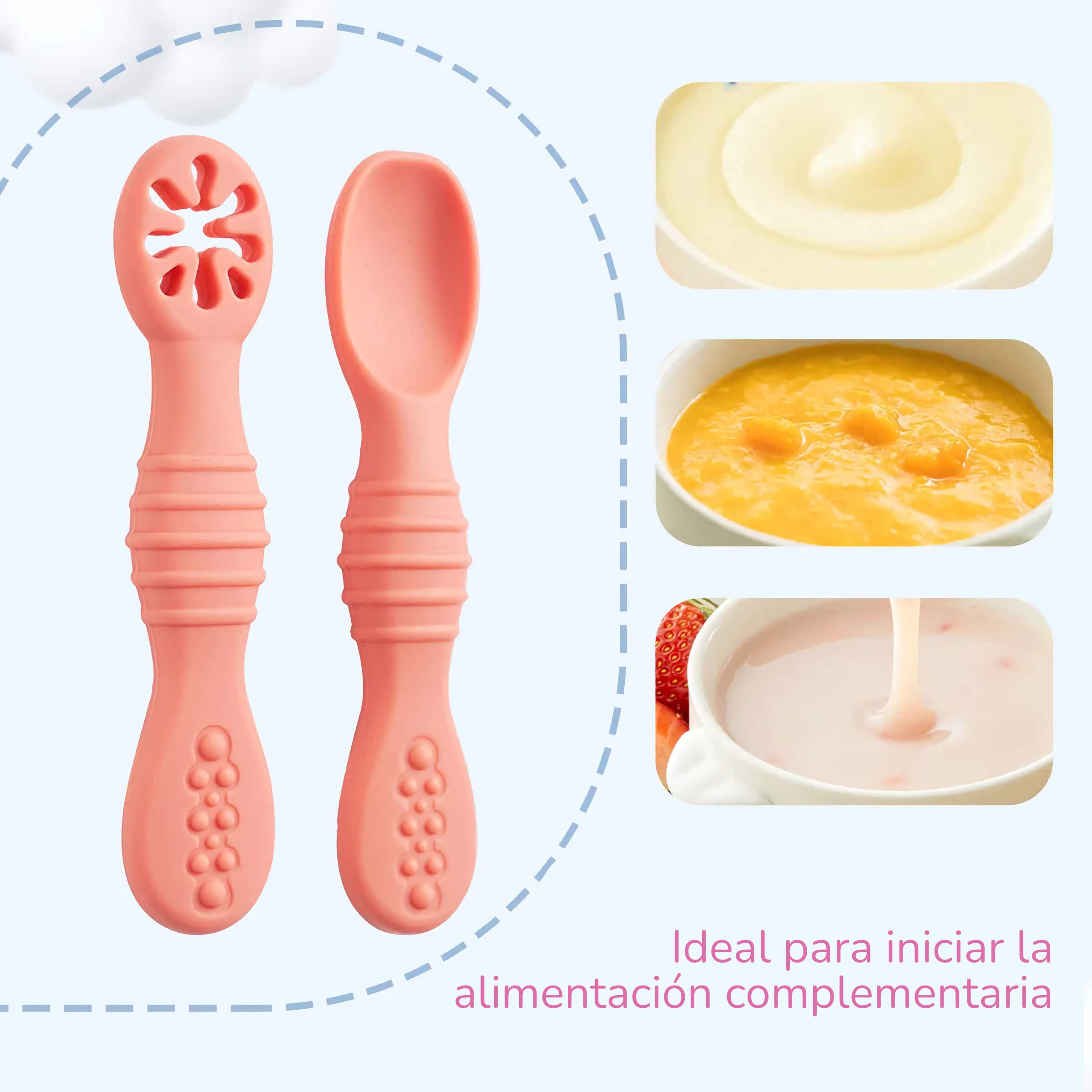 Set de Entrenamiento BLW 2-en-1 | Cuchara y Tenedor Machacador de Silicona