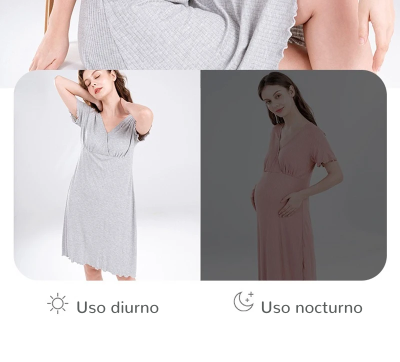 Camisón de Lactancia Premium | Vestido de Embarazo, Pijama Holgado con Soporte de Busto
