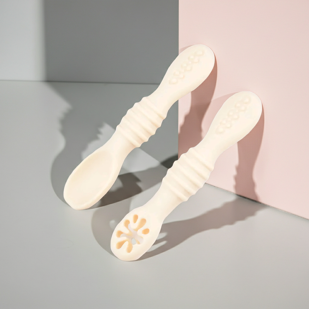 Set de Entrenamiento BLW 2-en-1 | Cuchara y Tenedor Machacador de Silicona