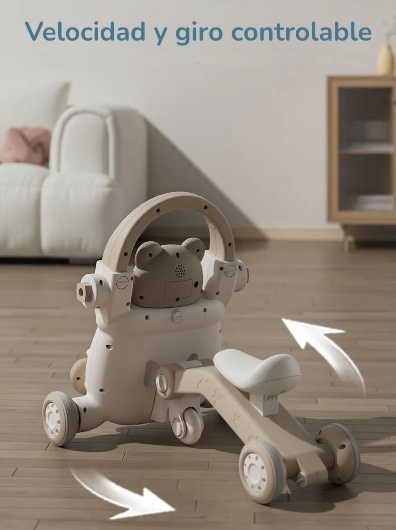 Andadera Bebé 3 en 1 Osito Encantador: Sentado a Caminar, Antivuelco y Multifuncional – Primeros Pasos Seguros