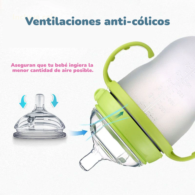 Pack de 2 Biberones de Silicona Premium (5 oz y 8 oz) | Diseño de Lactancia Natural y Anti-Cólicos