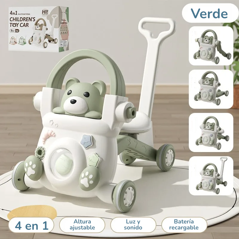 Andadera Bebé 3 en 1 Osito Encantador: Sentado a Caminar, Antivuelco y Multifuncional – Primeros Pasos Seguros